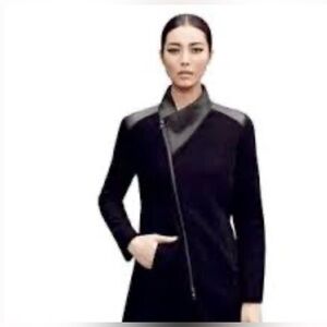 Eileen Fisher boiled wool/leather Moto jacket PM